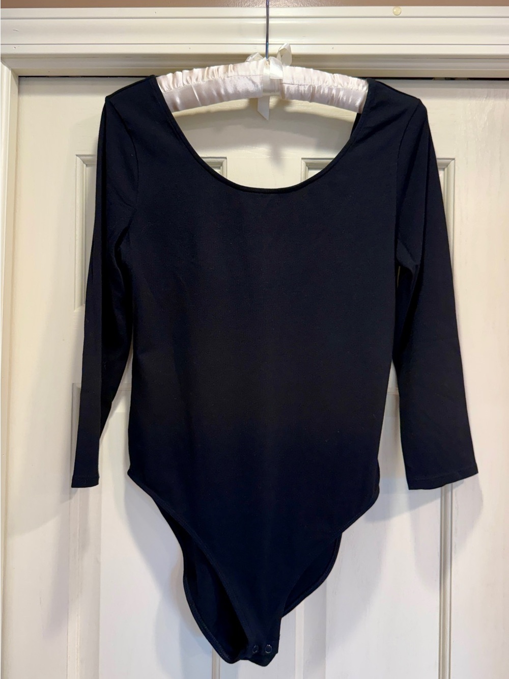 Express Black 3/4 Length Scoop Neck Bodysuit